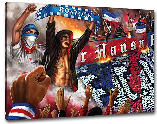 Ultras Rostock Collage Format: 120x80, Bild auf Leinwand XL, fertig gerahmt