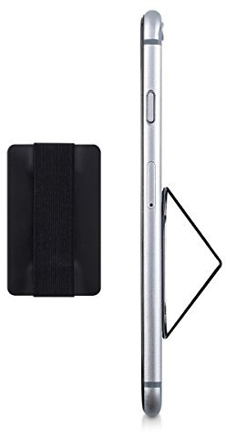 kwmobile Slim Smartphone Fingerhalter Griff Halter - Selbstklebende Handy Fingerhalterung Finger Halter kompatibel mit iPhone Samsung Sony Handys Schwarz
