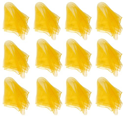 Hoerev Kleine Packung mit 12 Juggling (Tanz) Schals 60cmx60cm Kleine Floaty Schals für Kleine Leute,12 goldgelb