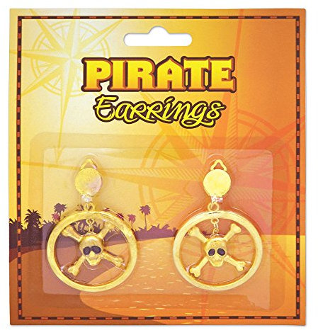 Bristol Novelty BA832 Pirat Schädel Ohrringe, womens, Cartoon, Gold, Einheitsgröße