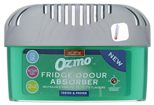 Ozmo 2 in Fridge Odour Absorber 200g | Lasts 12 Weeks | Neutralises Odours & Protects Flavours | Safe Temperature Indicator