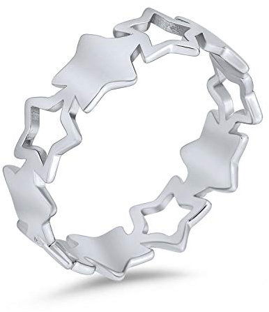 Bling Jewelry Einfacher Stapelring Patriotischer Usa Amerikanischer Himmlischer Star Ewigkeitsring Für Frauen Teen .925 Sterlingsilber