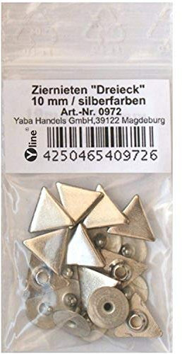 10 Ziernieten silberfarben Dreieck, Metallnieten Zier-, Schmuck-, Leder-. Metall- Niet Nieten, 0972