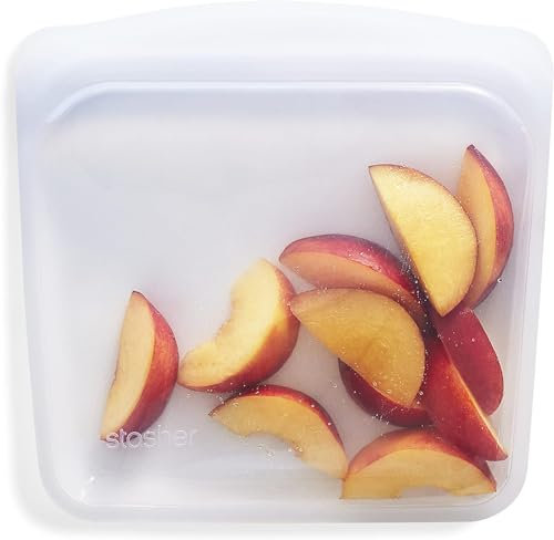 Stasher Premium Silicone Réutilisables Sac Transparent, Sandwich Bag, Sac à Snacks, Stockage Alimentaire, Durable, résistant au four, Lave-vaisselle & Congélateur, Écologique, Sans-Fuite, 828 ml