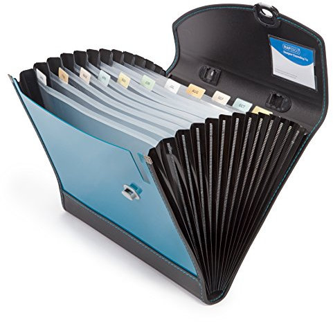 Rapesco 0682 13-Teiliger Business Fächermappe mit Griff, A4+, Aqua