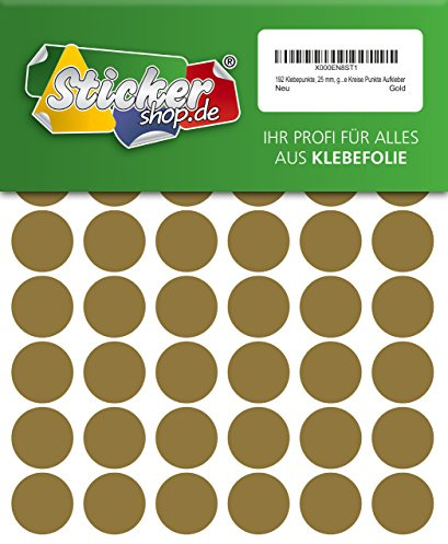 192 Klebepunkte, 25 mm, gold, aus PVC Folie, wetterfest, Markierungspunkte Kreise Punkte Aufkleber