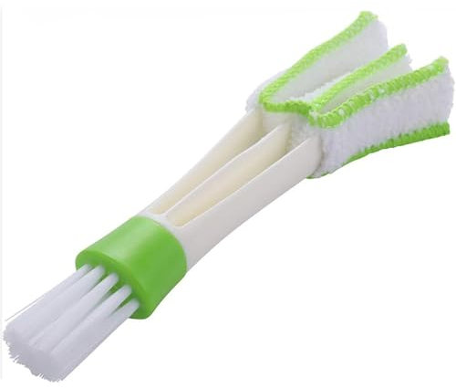 Mini Duster, Double Ended MicroFiber Vent Duster & Brush, For Computer Keyboards, Fans, Air Conditions, Car Air Outlets, Quick Clean, Removable Cloth Cover, Portable & Precision Dusting Tool