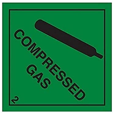 V Safety,Black/Green,6D009AF-S Compressed Gas Warning Hazard Diamond Sign - Square - 100mm x 100mm - Self Adhesive Vinyl