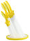 Fratelli Guzzini Colorful Knife Set with Base - Modern Acrylic Stand - 4-Piece Kitchen Knife Collection - Stainless Steel - Yellow