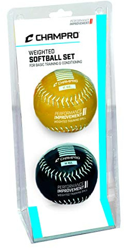 Champro Unzutreffend CSB7AS-CSB7BS Gewichtetes Trainingssoftball-Set, Lederbezug, Gelb/Schwarz, 12-Inch