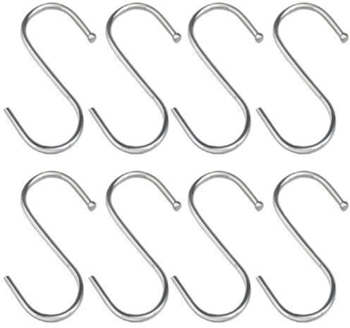 Accessotech 8 x 85mm Stainless Steel S Hooks Kitchen Meat Pan Utensil Clothes Hanger Hanging