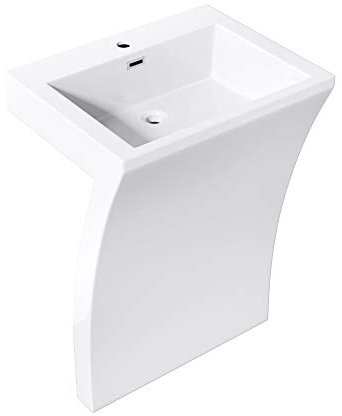 doporro Design Standwaschbecken Freistehend Colossum07 in weiß 60x48x82 cm aus Mineralguss Waschtisch Waschplatz Standsäule