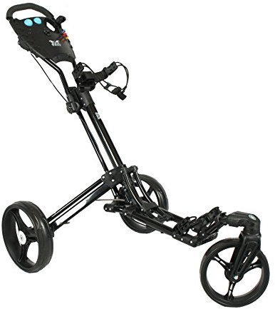 YORRX Golftrolley SL Pro 7 HAMMA Plus Ausstattung, Golfwagen mit innovativem 360° Spin Vorderrad (schwarz) inkl. Regenschirmhalter & Tees …