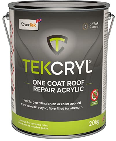 TekCryl 20kg Emergency Roof Repair with 5yr Guarantee, Fast Fix, Black