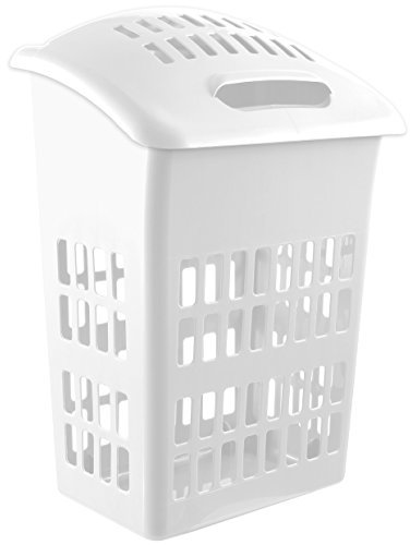 CrazyGadget® Large 60L 60 Litre Laundry Hamper Basket Cloth Washing Storage Bin with Lid - White