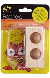 RATONERA DE Madera con 2 Agujeros PEQUEÑA EN Blister