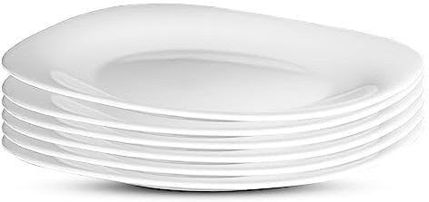 Bormioli Rocco 6238001 Parma 6 Piatti Piano, 27 cm, Bianco, bambù