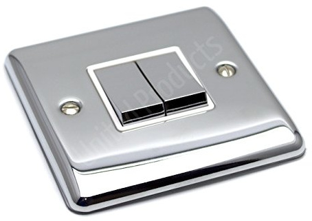 Polished Chrome Super Slim 2Gang Light Switch