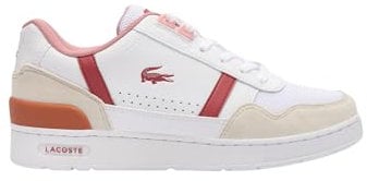 Lacoste Baskets T-Clip pour enfants unisexes, blanc/rose, 25.5 cm