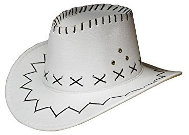 Miobo Kinder Cowboyhut - Westernhut für Cowboys & Cowgirls - Karnevals-Kostüm - Hut im Stil Australien/Texas/Western - für Kinder - Weiß