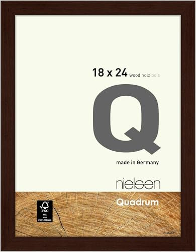nielsen Bilderrahmen, 18 x 24 cm, Holz, Wengé, Fotorahmen zum Auftstellen und Aufhängen im Hoch- & Querformat, Echtglas, Quadrum