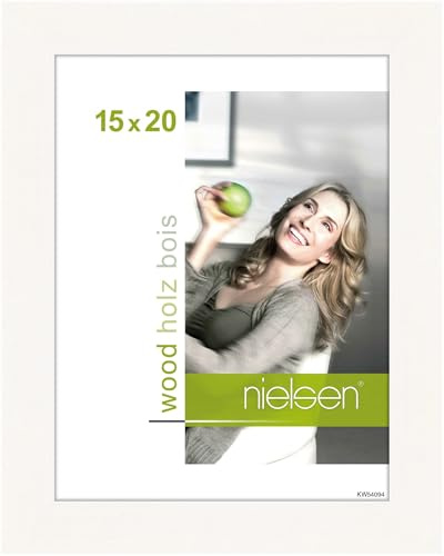 nielsen Bilderrahmen, 15 x 20 cm, Holz, Weiß, Fotorahmen zum Auftstellen und Aufhängen im Hoch- & Querformat, Echtglas, Essential
