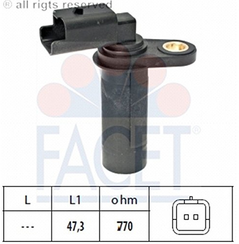 FACET Kurbelwellensensor 9.0538 Kompatibel mit NISSAN Qashqai/Qashqai +2 I J10, NJ10, RENAULT Clio 3 Schrägheck BR0/1, CR0/1 Twingo 2 CN0 Clio 2 BB0/1/2, CB0/1/2 Megane 3 Grandtour KZ0/1