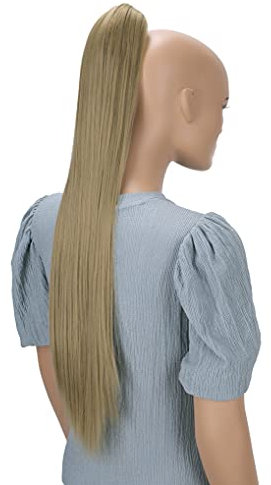 CAISHA 70cm Extralang Clip On Haarteil Zopf Pferdeschwanz Hitzebeständig Synthetik Glatt Blond H78