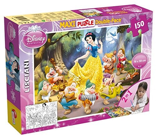 Lisciani – DISNEY – Schneewittchen und die sieben Zwerge – DISNEY Princess – 2-in-1-Puzzle – doppelseitiges doppelseitiges Puzzle – Rückseite zum Ausmalen – Supermaxi 150 Teile