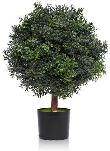 Silk Tree Warehouse Company Inc Zwei 2 Fuß Outdoor Künstliche Buchsbaum Büsche Formschnitt Ball Getopfte UV-spezifische Pflanzen 45,7 cm Breit