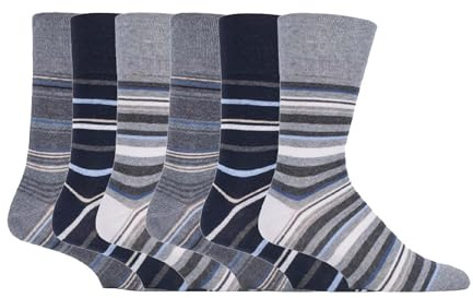 Gentle Grip - 6er Pack Herren Farbig Bunt Muster Socken Ohne Gummi Bund