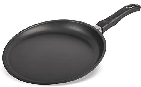 Original Gundel GUSS-CREPES-PFANNE INDUKTION flach, Ø 28 cm, Höhe 1 cm, BIOTAN-Oberfläche, PFOA-frei, Akku-Therm Boden - abnehmbarer Designer-Stiel