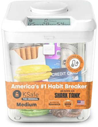 Kitchen Safe Aufbewahrungsbox Behälter mit Zeitschloss White Lid, Clear Base-Smoke