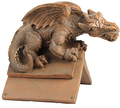Design Toscano NG30667 Apex, the Winged Dragon Sculptural Roof Cresting, Brown