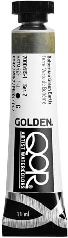 GOLDEN QoR Modern Watercolors - Aquarellfarbe - 11 ml - Boehmisches Erdgruen