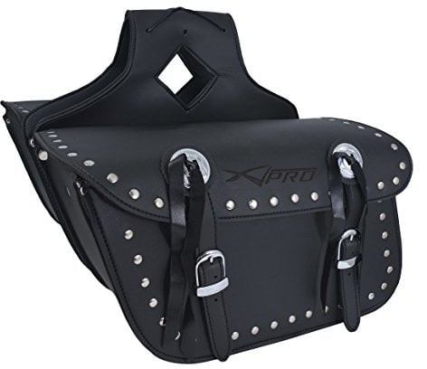 A-Pro Borsa Bisacce Moto Customo Chopper Borchie Cromate Nero Saddle Bags