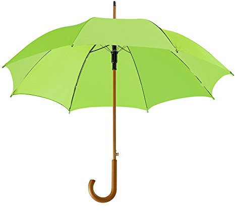 eBuyGB Automatic Opening Classic Wooden Crook Handle Large Umbrella Rainproof for Men and Women Umbrella Windproof Strong - Light Green 41.5 Inch / 105cm Span 90cm Length