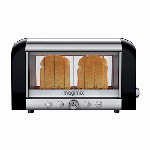 Magimix Grille-Pain - Vision - Toaster 2 Tranches avec fenêtre panoramique, quartz infrarouge, Acier Inoxydable - 1450 W, Noir