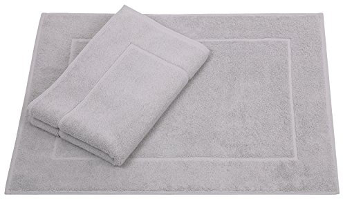 Betz 2 Stück Badvorleger Badematte Badteppich Duschvorleger Frottee Premium Größe 50x70 cm 100% Baumwolle Qualität 650g/m² Farbe Silber