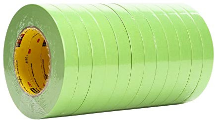 3M Scotch 233+ Performance Critical Edge Masking Tape, 25 lbs/in Tensile Strength, 55m Length x 18mm Width, Green by Scotch