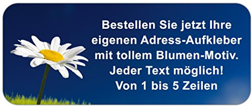 Adress-Etiketten - Adress-Aufkleber Blume mit Ihrem Wunschtext, 160 Stück, ca. 56 x 23 mm, für 1 bis 5 Zeilen Text