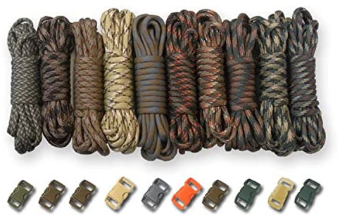 PARACORD PLANET 250 kg Typ III Paracord Combo Bastelsets mit Schnallen Camo Man