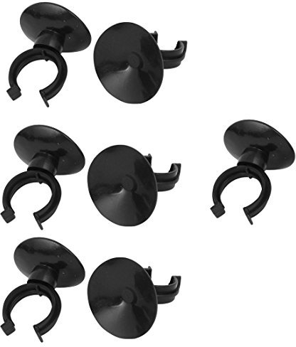 sourcing map Silicona Línea Aérea De Acuario Ventosa Soporte 25mm Diámetro Tubo 7 Pc Negro
