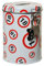 Spardose Metall Dose rund mit Schloss weiss mit Verkehrsschild Zahl 18 7,5x10,5c