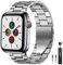 PUGO TOP Strap Compatible With Apple Watch Ultra 2/Ultra 49mm Series 9/8/7/6/5/4/3/2/1, Stainless Steel Metal Business Replacement Band with Folding Clasp for iWatch 42mm/44mm/45mm/49mm, Silver