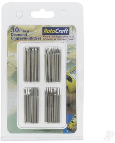 Rotacraft 30 Piece Diamond Engraving bit set,Grey