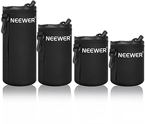 Neewer Pack de 4 Housse Objectif, Sacoche d'Objectif avec Néoprène Protecteur Epais pour objectif d'Appareil Photo DSLR (pour Canon, Nikon, Sony, ) Comprend : Petit, Moyen, Grand, Taille XL