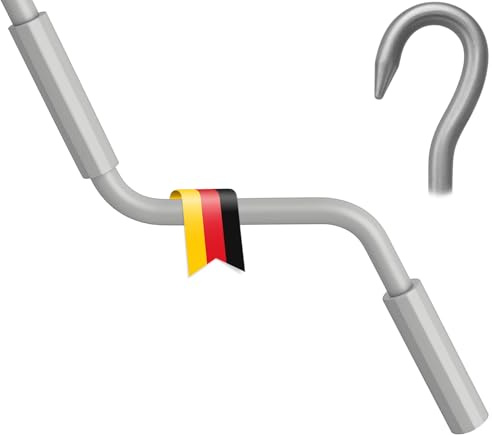 markiso Markisenkurbel 160 cm Grau – Kurbel für Markise mit Fleischerhaken – Kurbelgestänge Pulverbeschichtet, Rostfrei, Ergonomische Griffe, Freilaufend für Leichte Bedienung