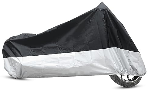 uxcell XXL 190T Rain Dust Protector Black+Silver Scooter Motorcycle Cover 104inch for Harley Davidson