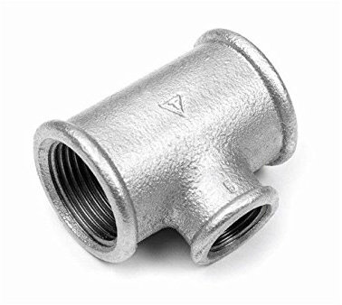 Gewindefitting T-Stück Reduziert verschiedene Größen DVGW Temperguss verzinkt Fitting Gewinde Temperguß Fittinge (1 x 1/2 x 1)